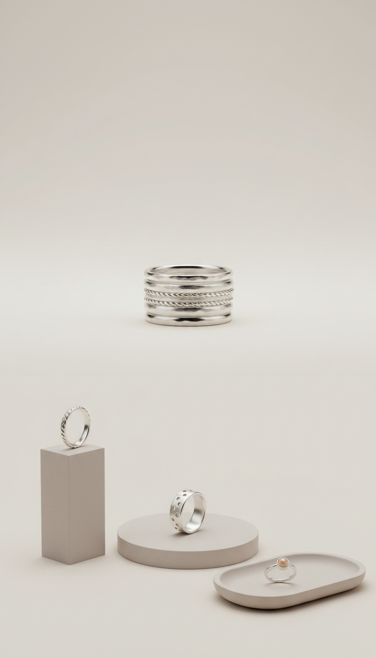 Anillos apilables en plata suave